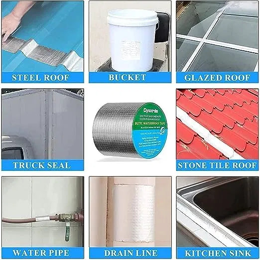 Gunshika Waterproof Aluminium Foil Tape | Roof, Crack, Pipe & Tank Repair Sealant 5 m &10m  Butyl Tape