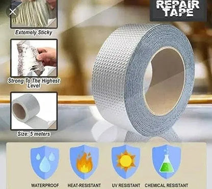 Gunshika Waterproof Aluminium Foil Tape | Roof, Crack, Pipe & Tank Repair Sealant 5 m &10m  Butyl Tape